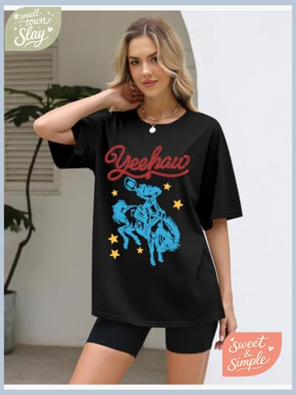 Oversized Graphic T-Shirt Short Sleeve Crewneck Summer Loose Fit Tee - Picture 2 of 7